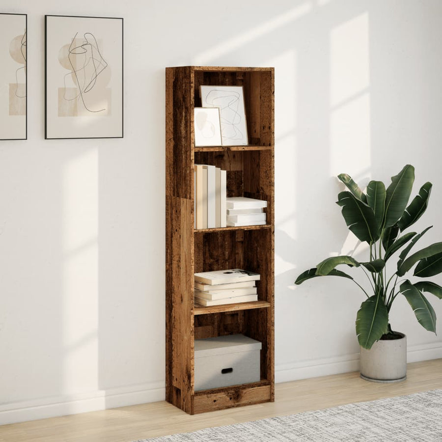 Boekenkast 40x24x143 cm bewerkt hout oud houtkleurig