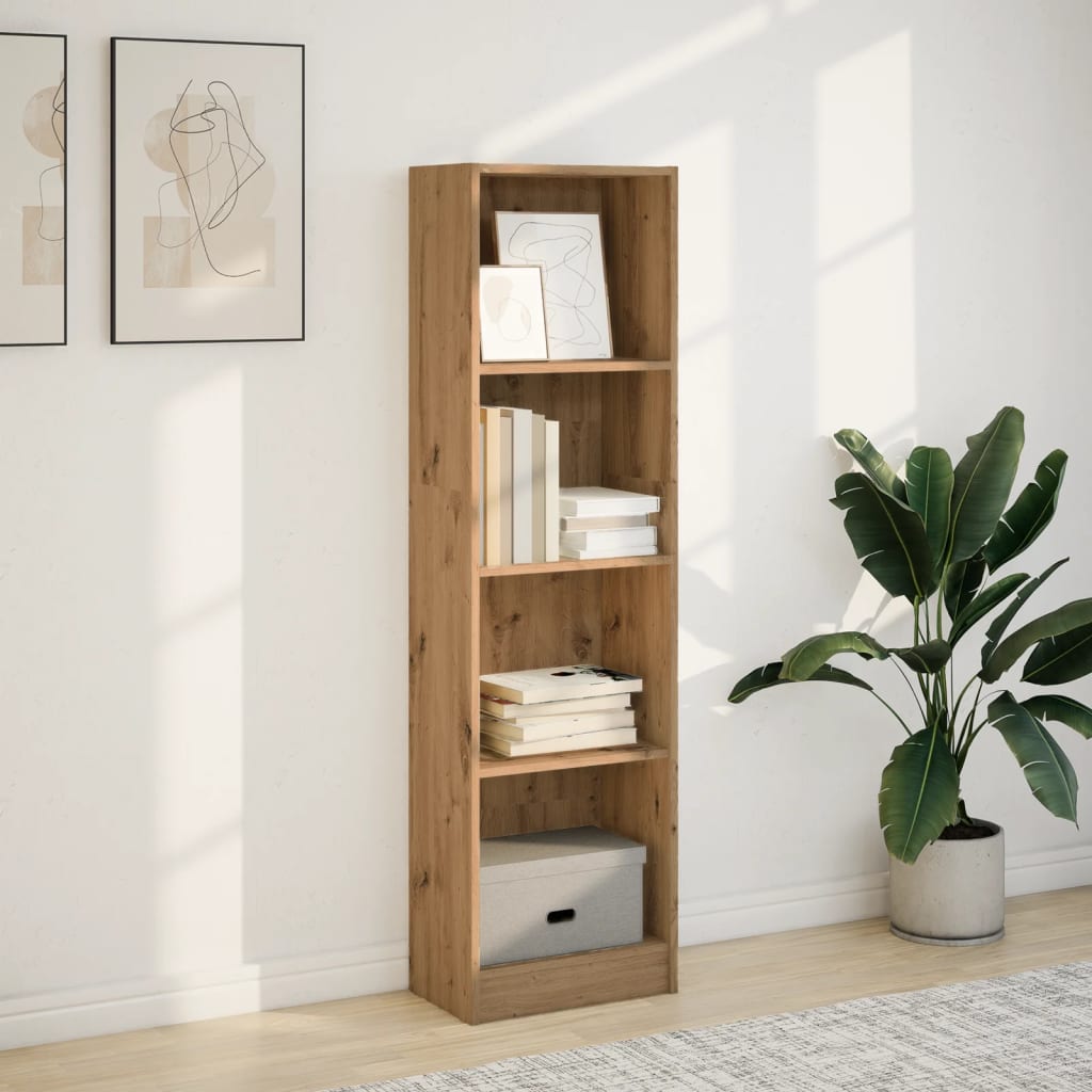 Boekenkast 40x24x143 cm bewerkt hout artisanaal eikenkleurig