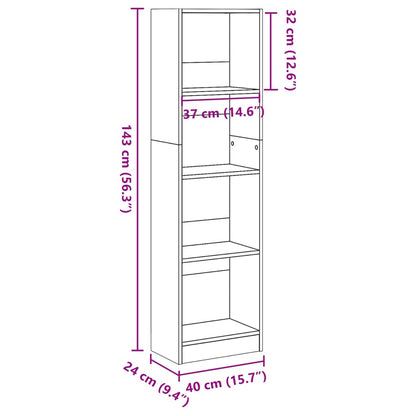 Boekenkast 40x24x143 cm bewerkt hout artisanaal eikenkleurig