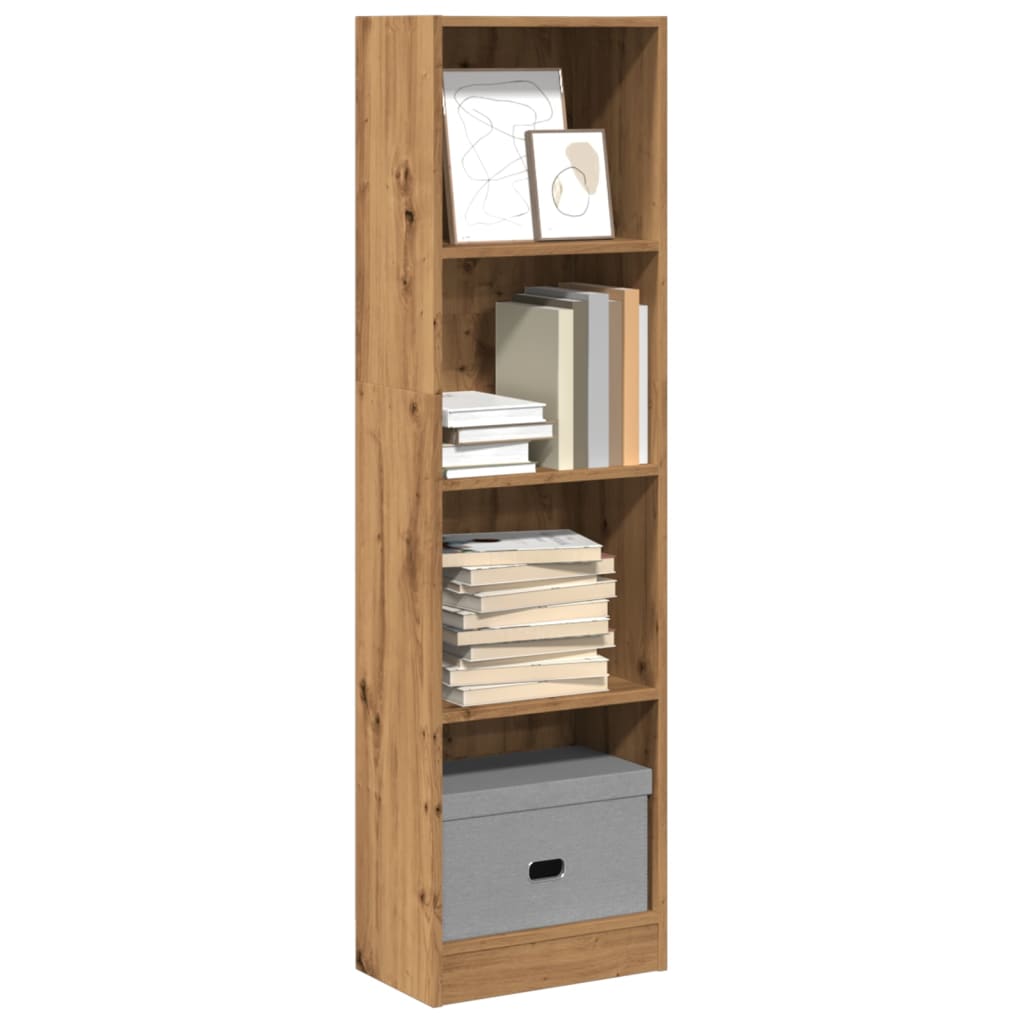 Boekenkast 40x24x143 cm bewerkt hout artisanaal eikenkleurig