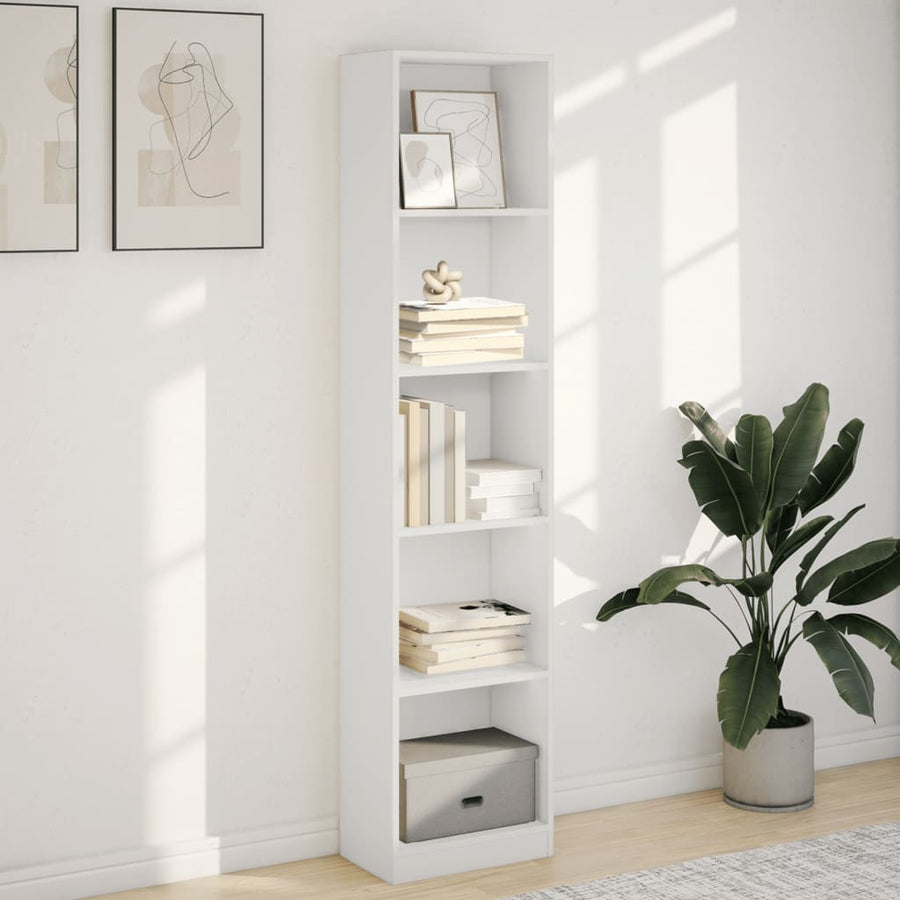 Boekenkast 40x24x176 cm bewerkt hout wit