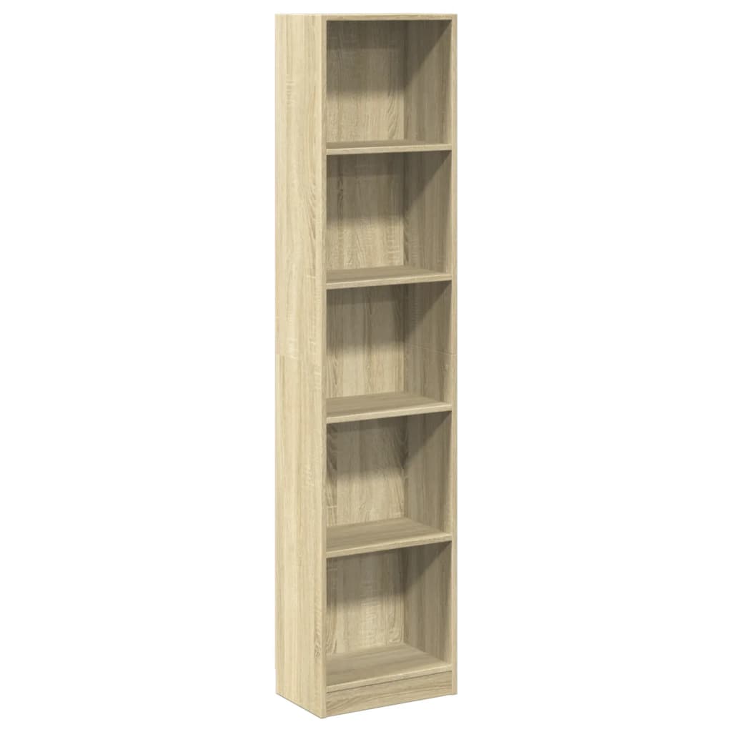 Boekenkast 40x24x176 cm bewerkt hout sonoma eikenkleurig