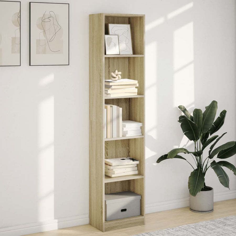 Boekenkast 40x24x176 cm bewerkt hout sonoma eikenkleurig