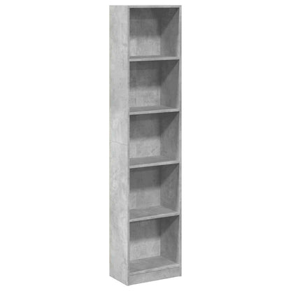 Boekenkast 40x24x176 cm bewerkt hout betongrijs