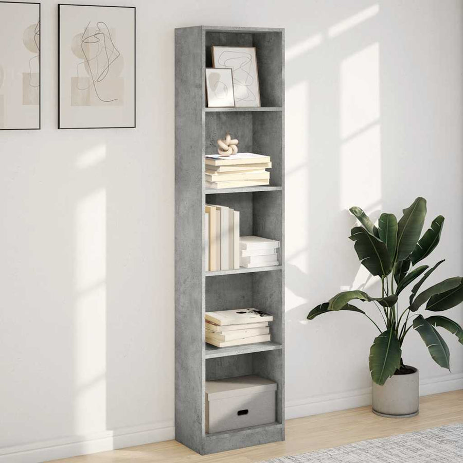Boekenkast 40x24x176 cm bewerkt hout betongrijs