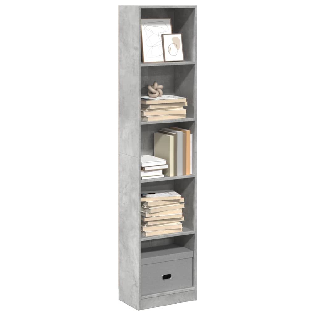 Boekenkast 40x24x176 cm bewerkt hout betongrijs