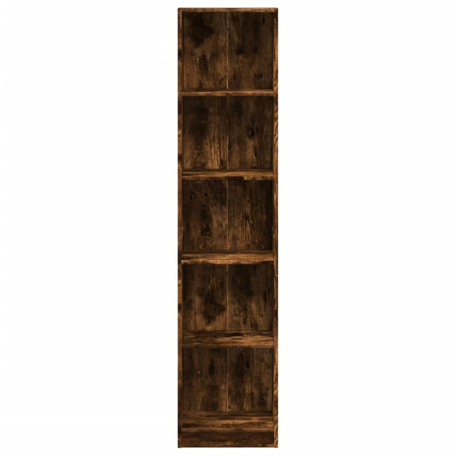 Boekenkast 40x24x176 cm bewerkt hout gerookt eikenkleurig