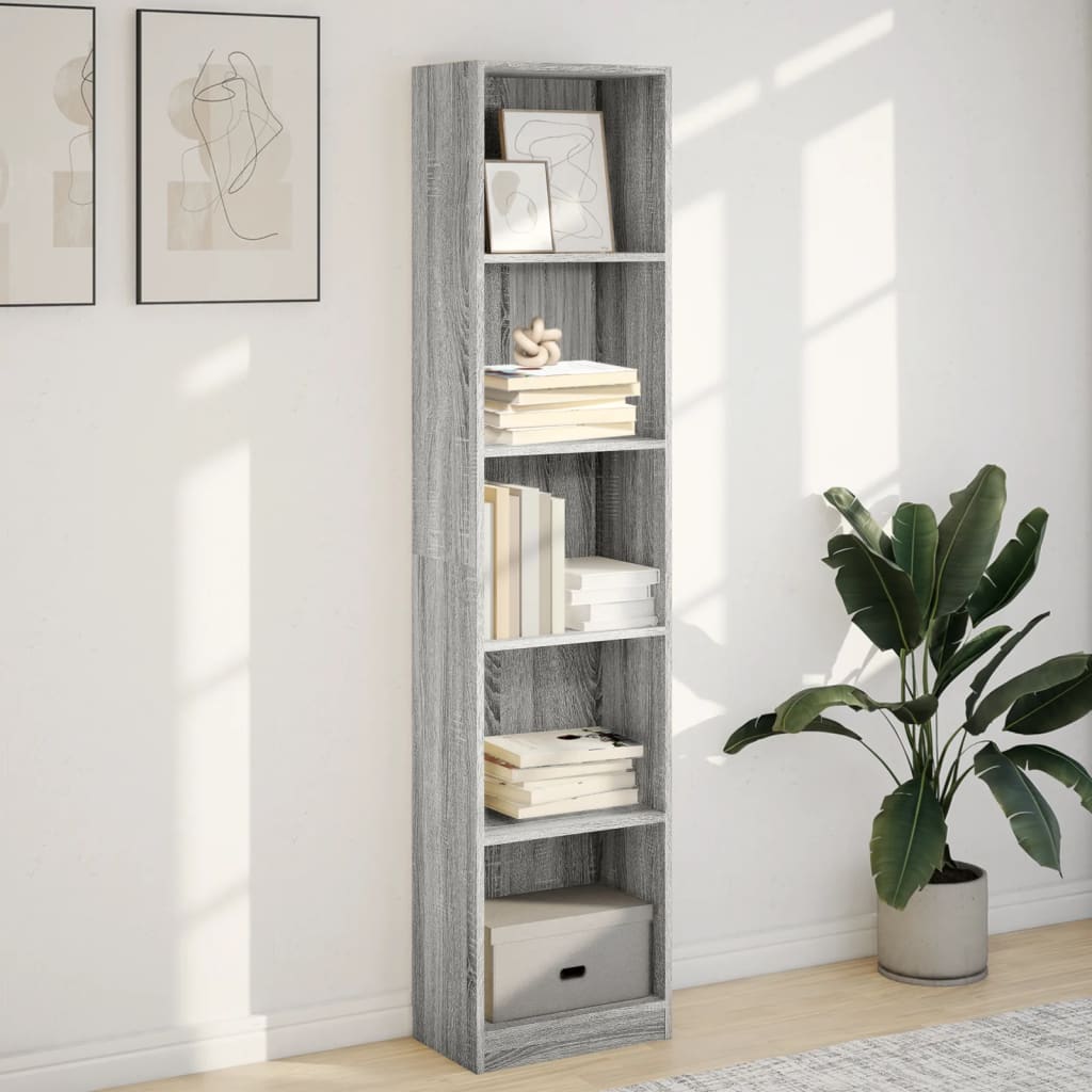 Boekenkast 40x24x176 cm bewerkt hout grijs sonoma eikenkleurig