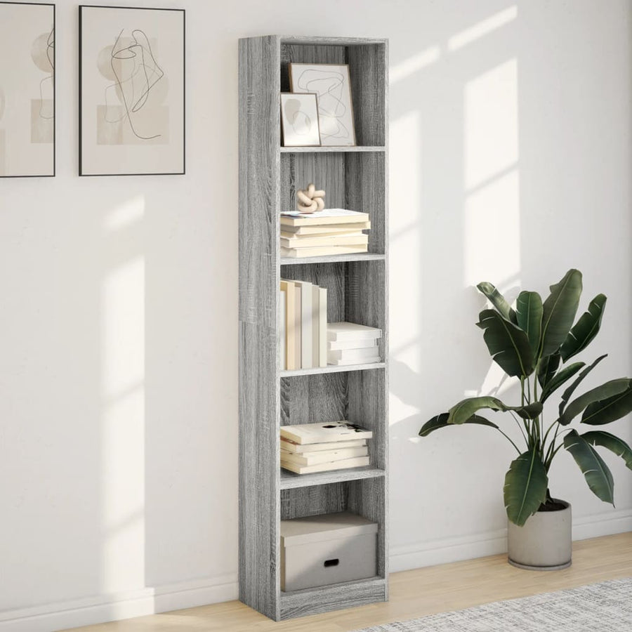 Boekenkast 40x24x176 cm bewerkt hout grijs sonoma eikenkleurig