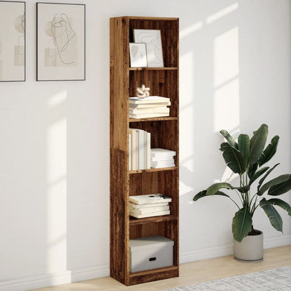Boekenkast 40x24x176 cm bewerkt hout oud houtkleurig