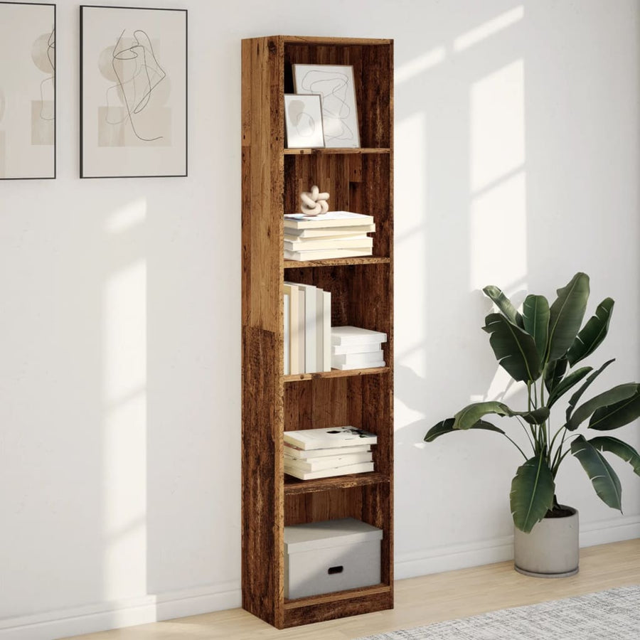 Boekenkast 40x24x176 cm bewerkt hout oud houtkleurig