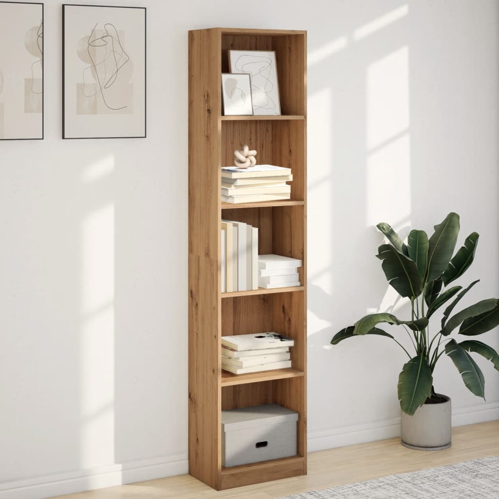 Boekenkast 40x24x176 cm bewerkt hout artisanaal eikenkleurig