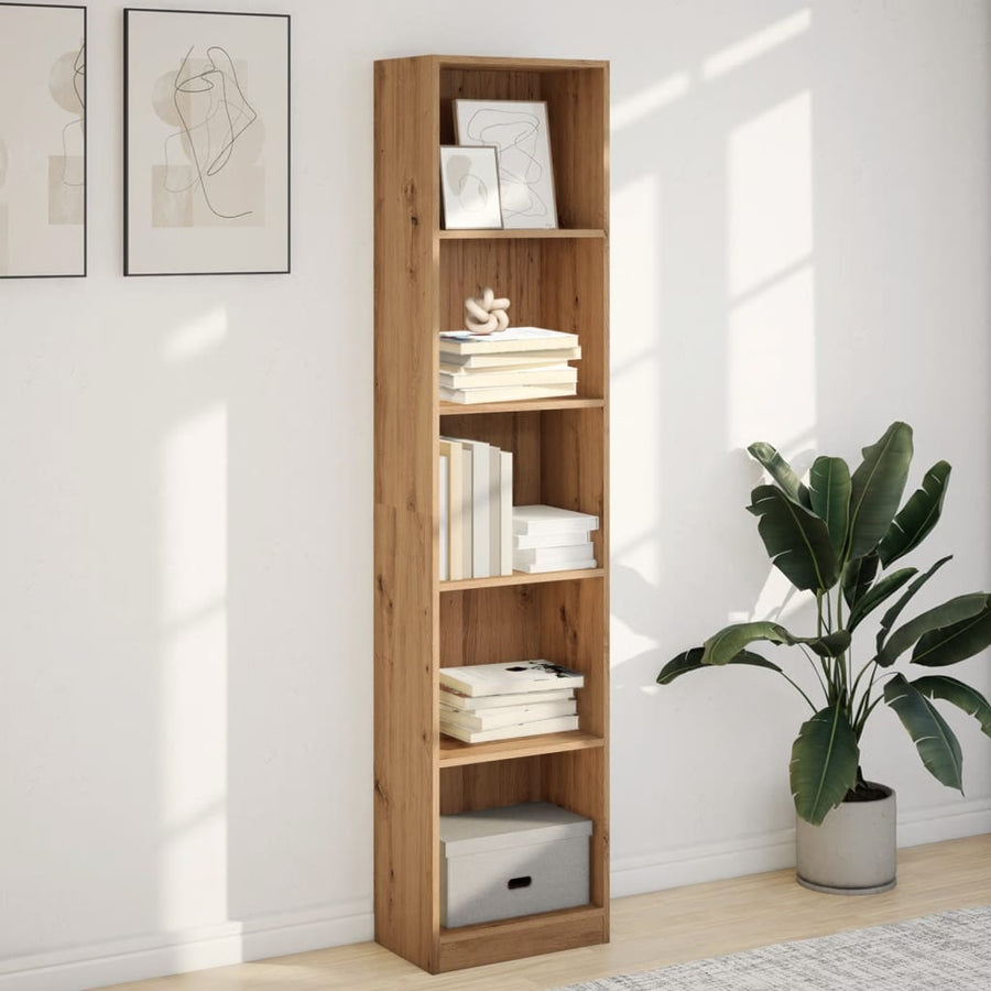 Boekenkast 40x24x176 cm bewerkt hout artisanaal eikenkleurig