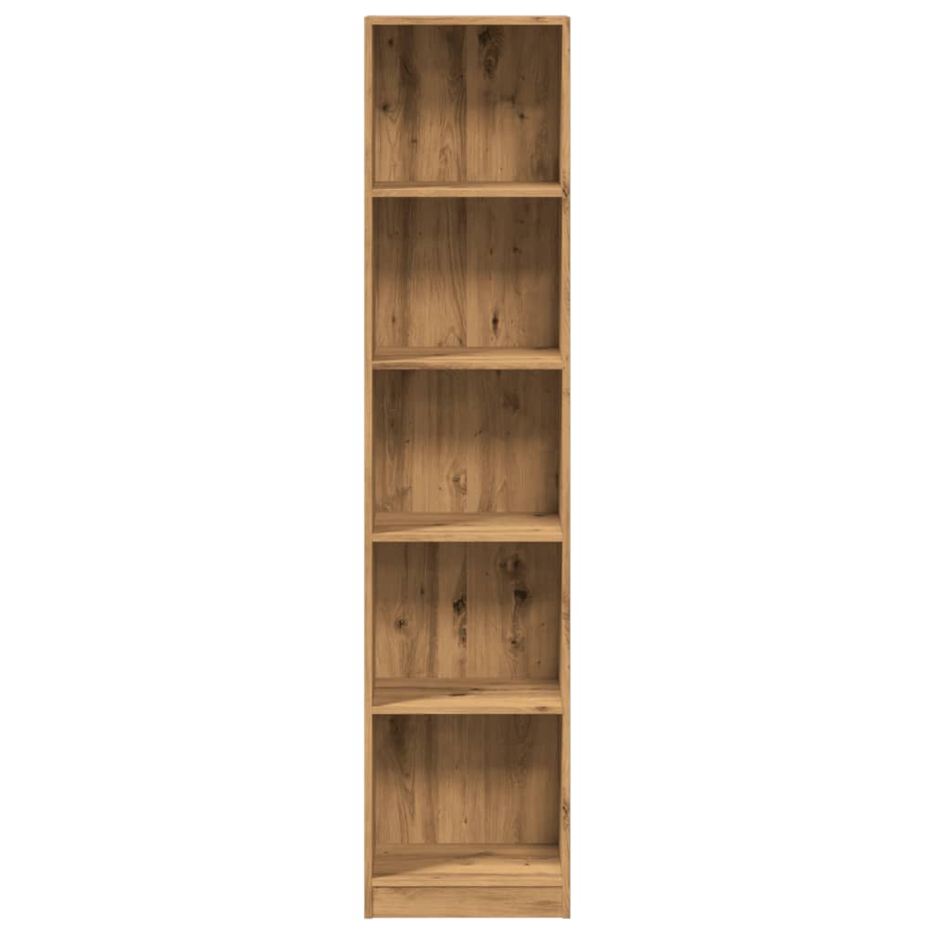 Boekenkast 40x24x176 cm bewerkt hout artisanaal eikenkleurig