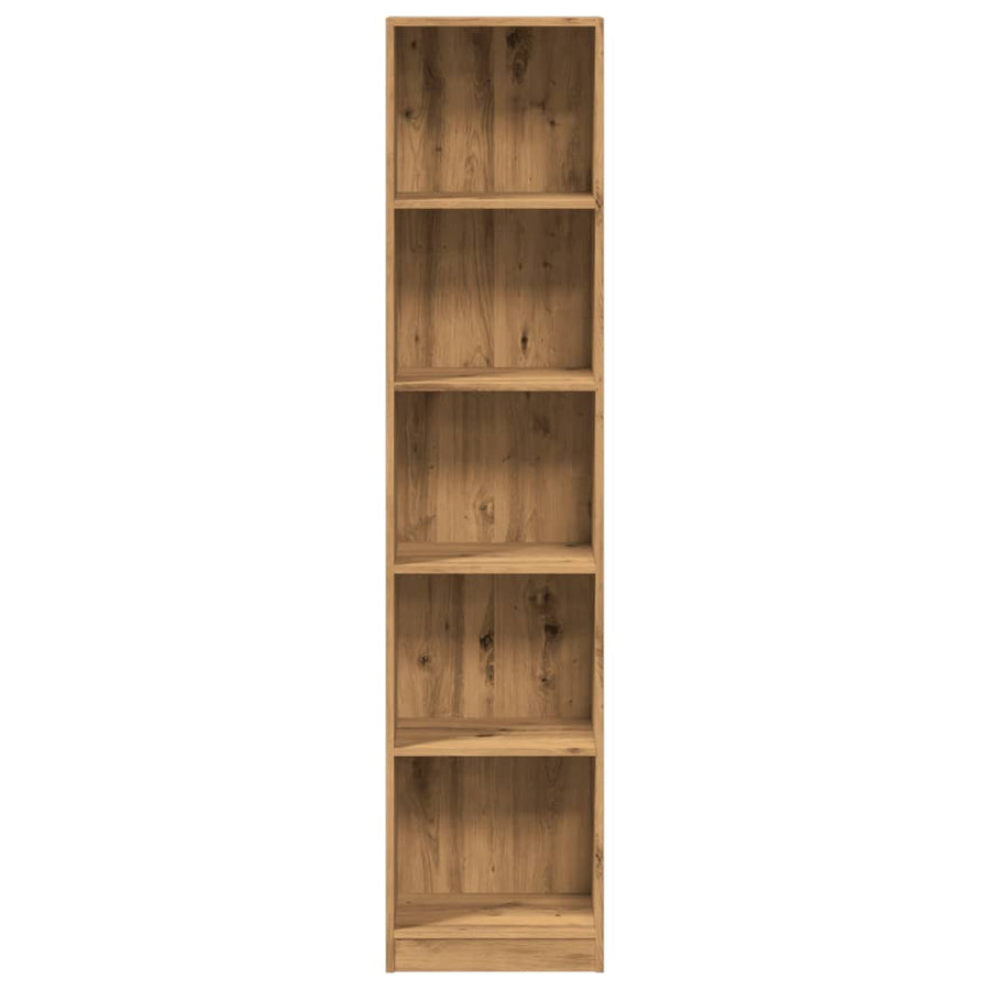 Boekenkast 40x24x176 cm bewerkt hout artisanaal eikenkleurig