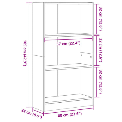 Boekenkast 60x24x109 cm bewerkt hout grijs sonoma eikenkleurig