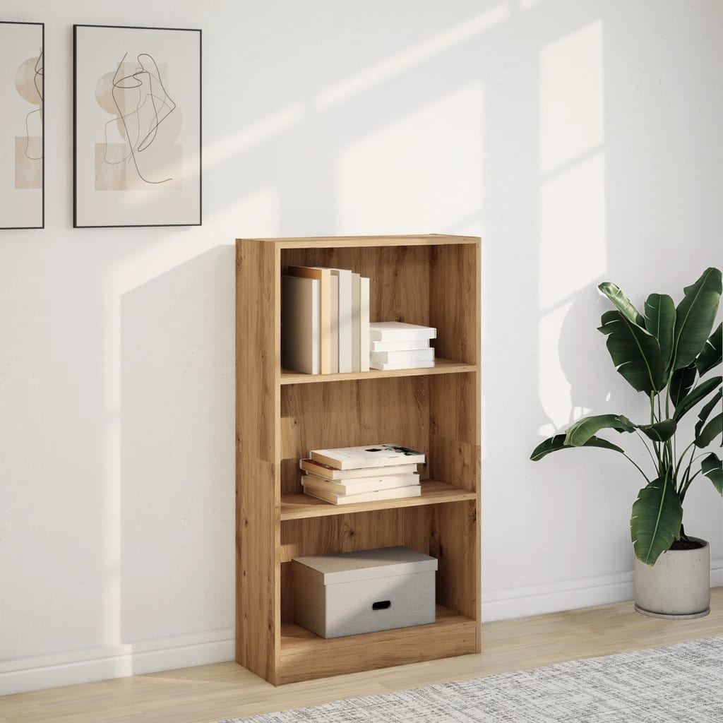 Boekenkast 60x24x109 cm bewerkt hout artisanaal eikenkleurig