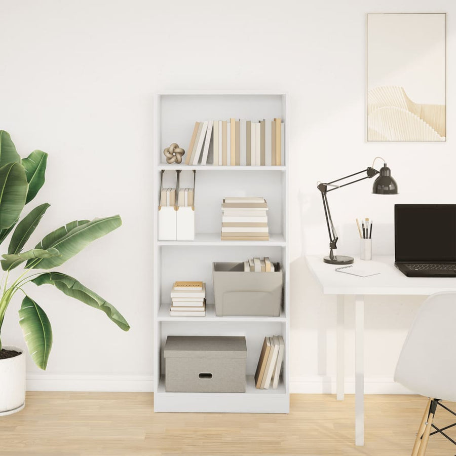 Boekenkast 60x24x143 cm bewerkt hout wit
