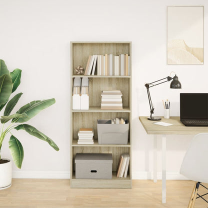 Boekenkast 60x24x143 cm bewerkt hout sonoma eikenkleurig