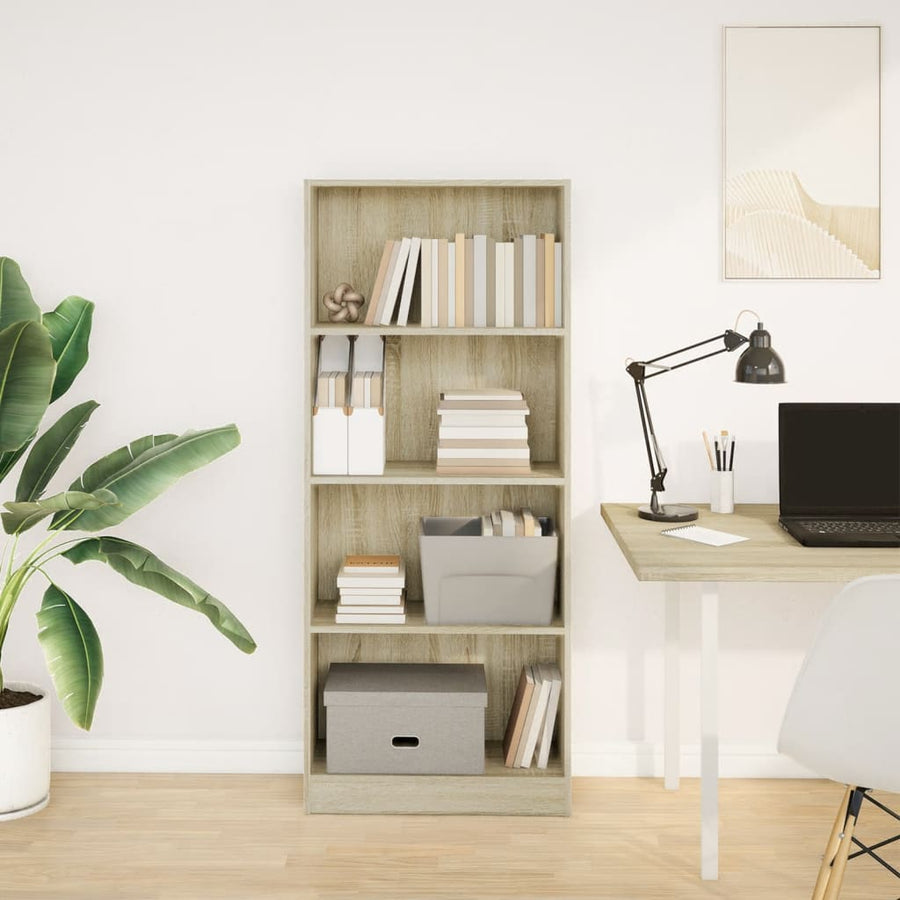 Boekenkast 60x24x143 cm bewerkt hout sonoma eikenkleurig