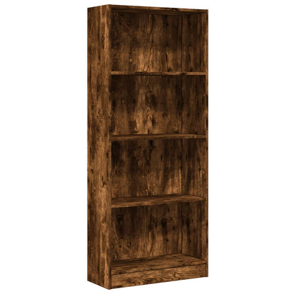 Boekenkast 60x24x143 cm bewerkt hout gerookt eikenkleurig