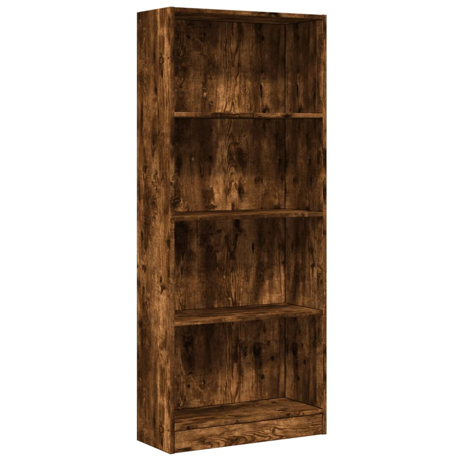 Boekenkast 60x24x143 cm bewerkt hout gerookt eikenkleurig