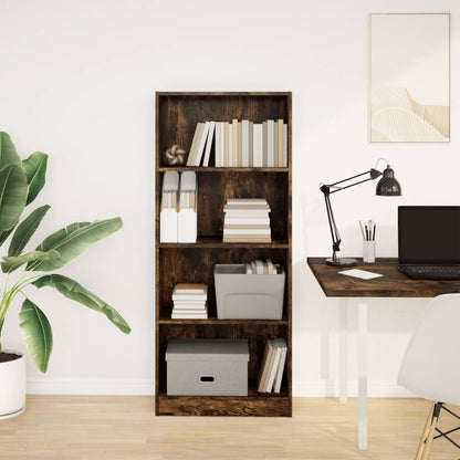 Boekenkast 60x24x143 cm bewerkt hout gerookt eikenkleurig