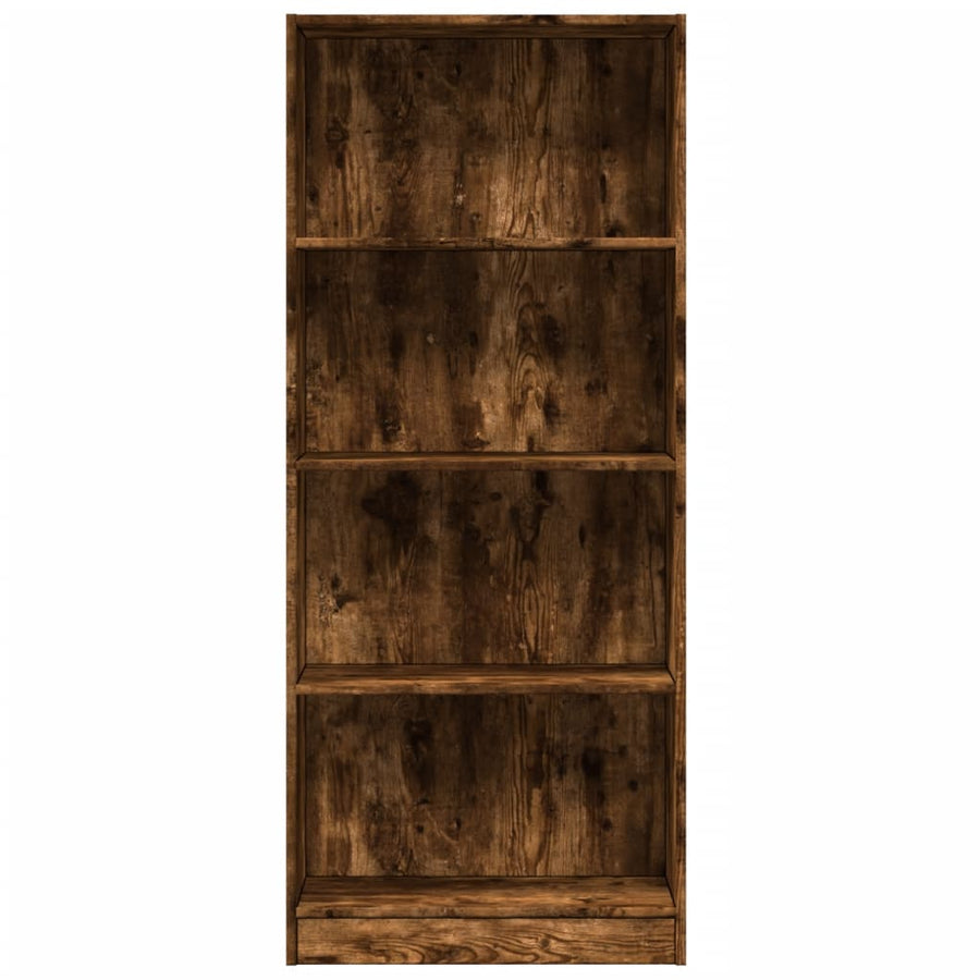 Boekenkast 60x24x143 cm bewerkt hout gerookt eikenkleurig