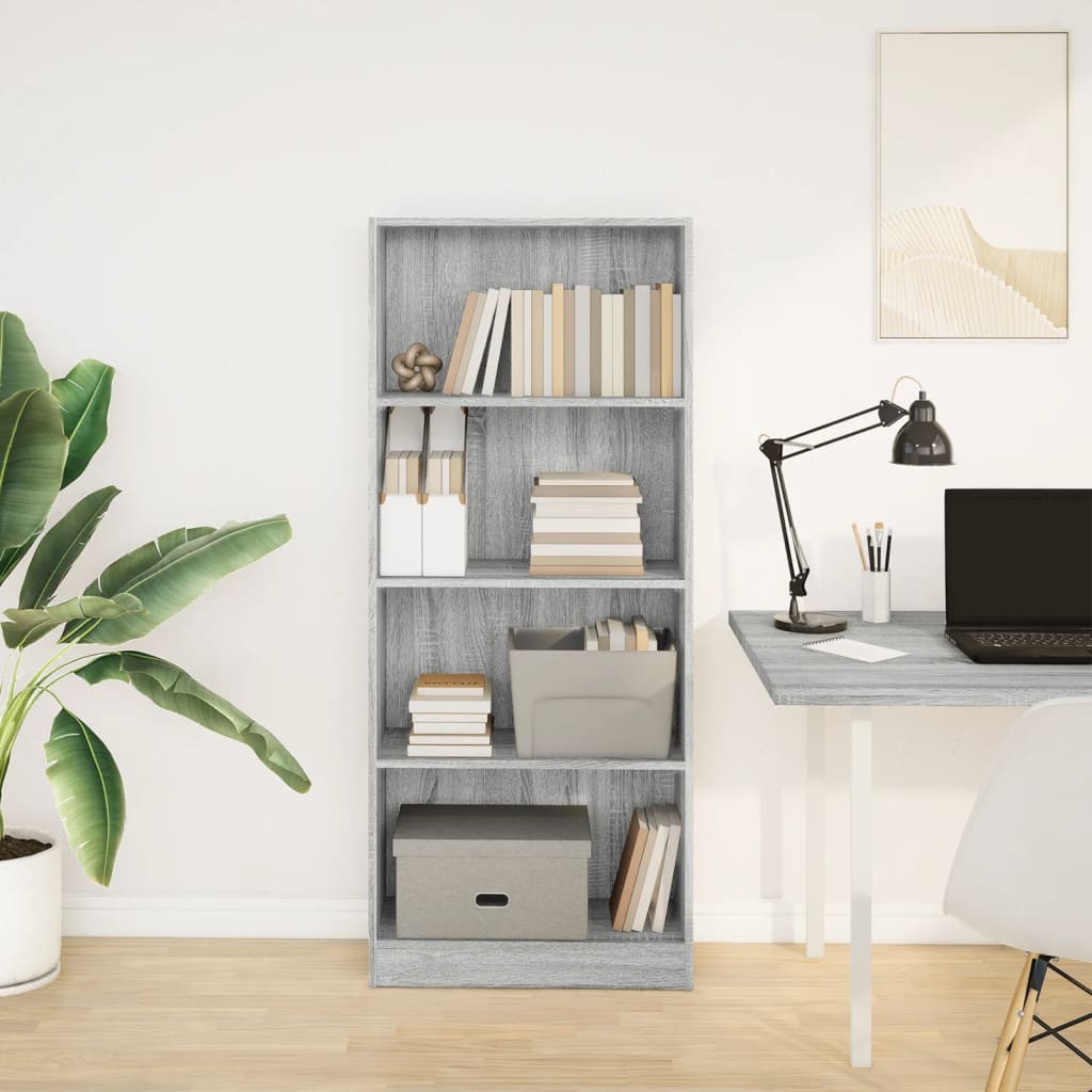 Boekenkast 60x24x143 cm bewerkt hout grijs sonoma eikenkleurig