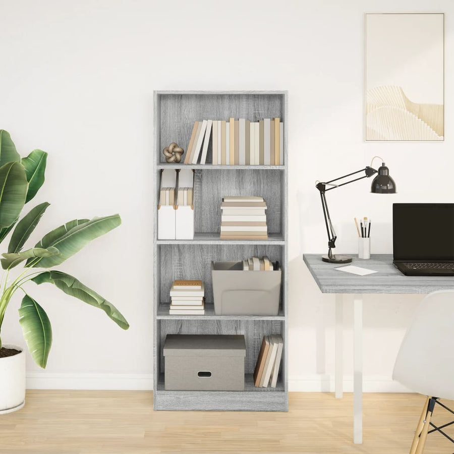 Boekenkast 60x24x143 cm bewerkt hout grijs sonoma eikenkleurig