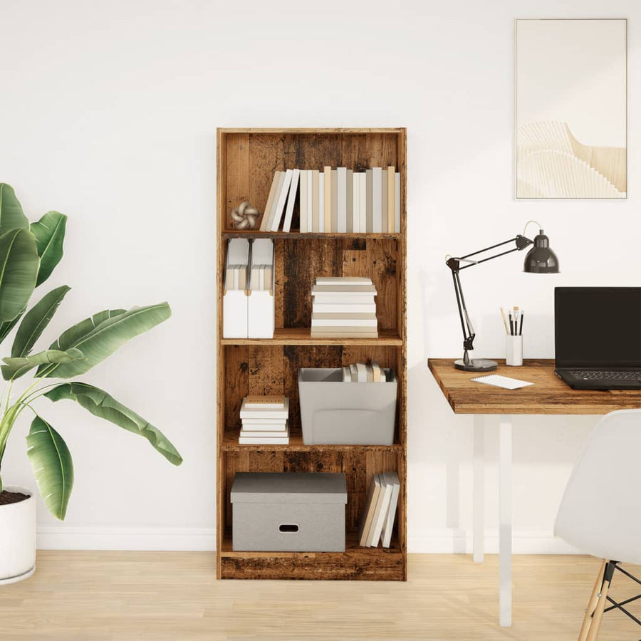 Boekenkast 60x24x143 cm bewerkt hout oud houtkleurig