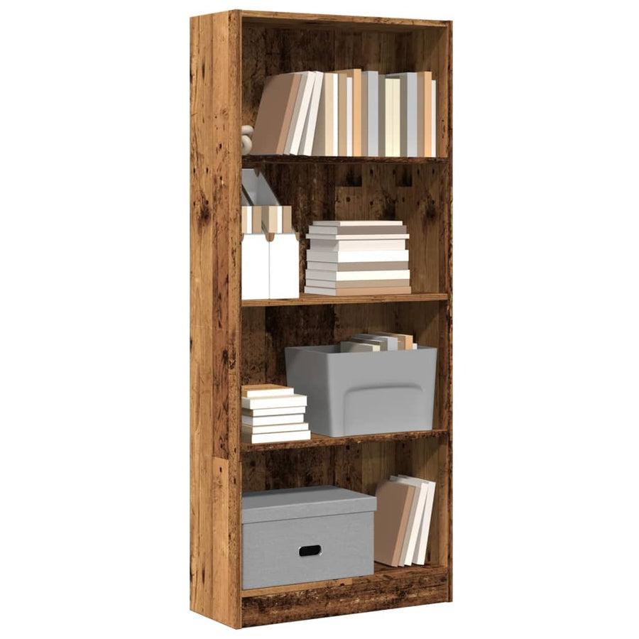 Boekenkast 60x24x143 cm bewerkt hout oud houtkleurig
