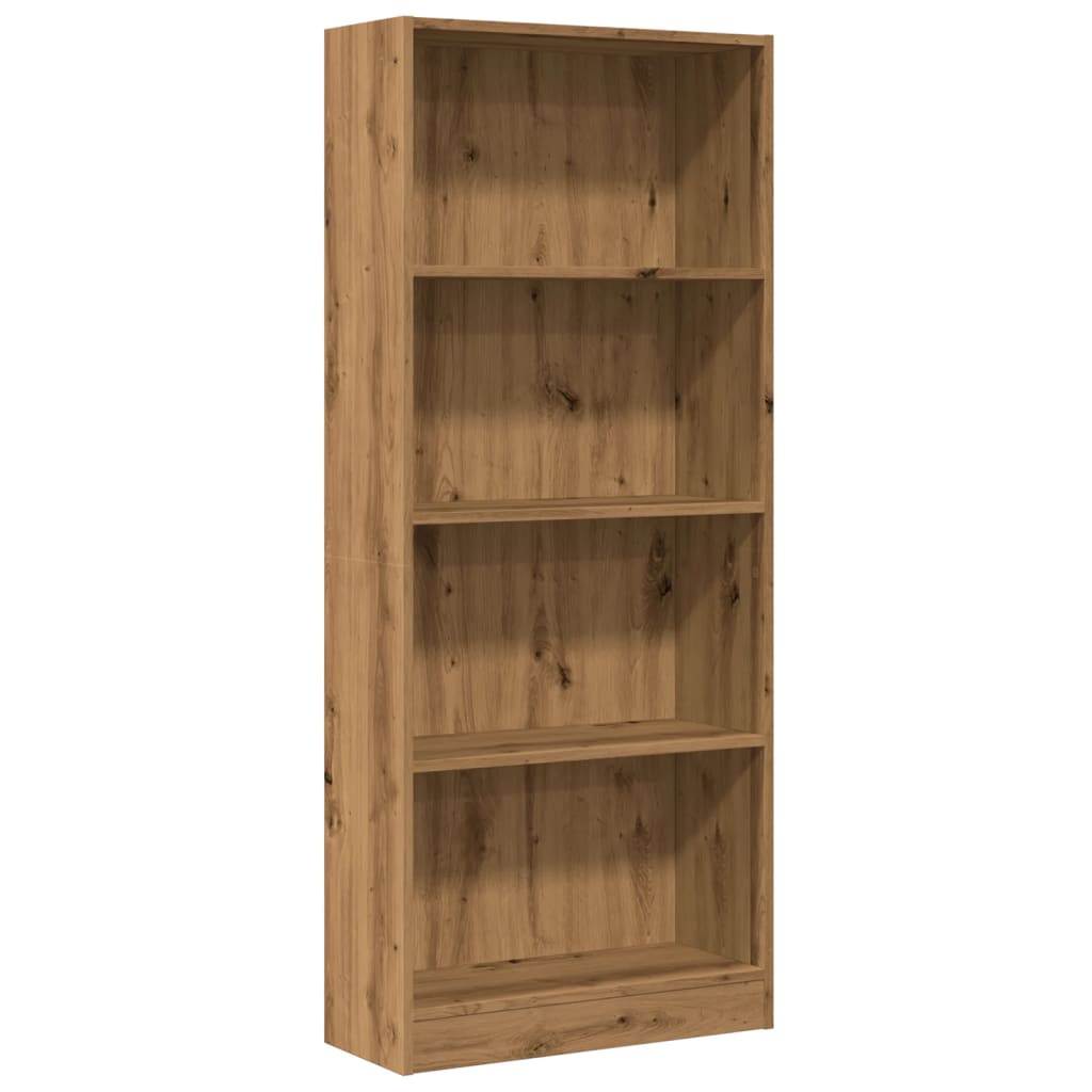 Boekenkast 60x24x143 cm bewerkt hout artisanaal eikenkleurig