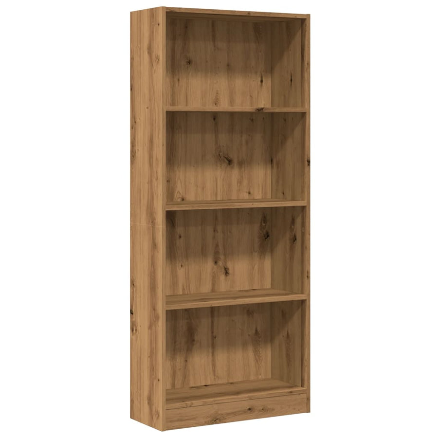 Boekenkast 60x24x143 cm bewerkt hout artisanaal eikenkleurig