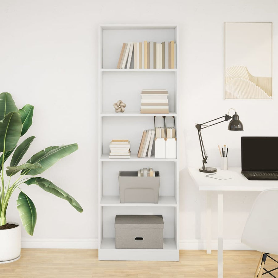 Boekenkast 60x24x176 cm bewerkt hout wit