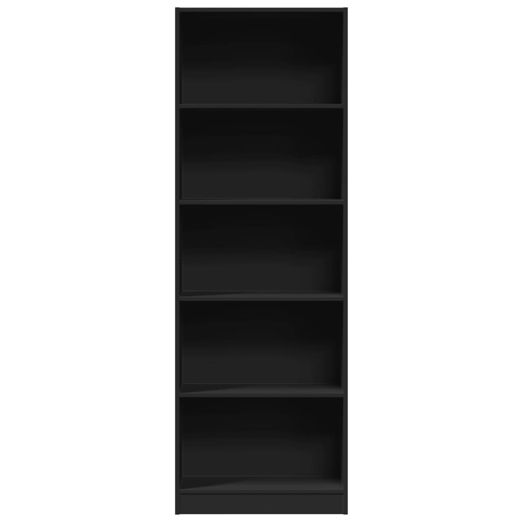 Boekenkast 60x24x176 cm bewerkt hout zwart