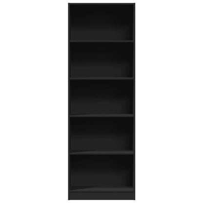 Boekenkast 60x24x176 cm bewerkt hout zwart
