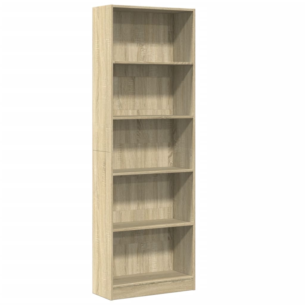 Boekenkast 60x24x176 cm bewerkt hout sonoma eikenkleurig