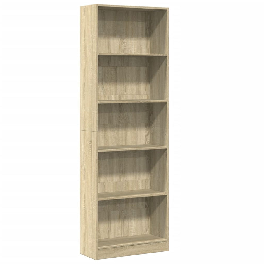 Boekenkast 60x24x176 cm bewerkt hout sonoma eikenkleurig