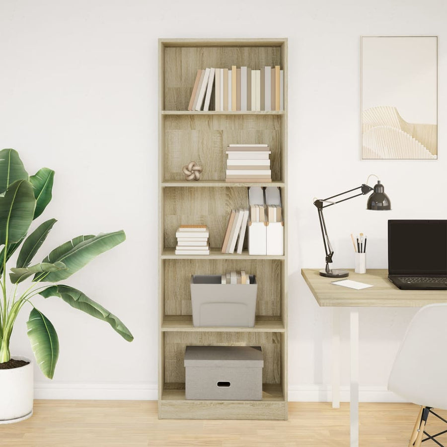 Boekenkast 60x24x176 cm bewerkt hout sonoma eikenkleurig