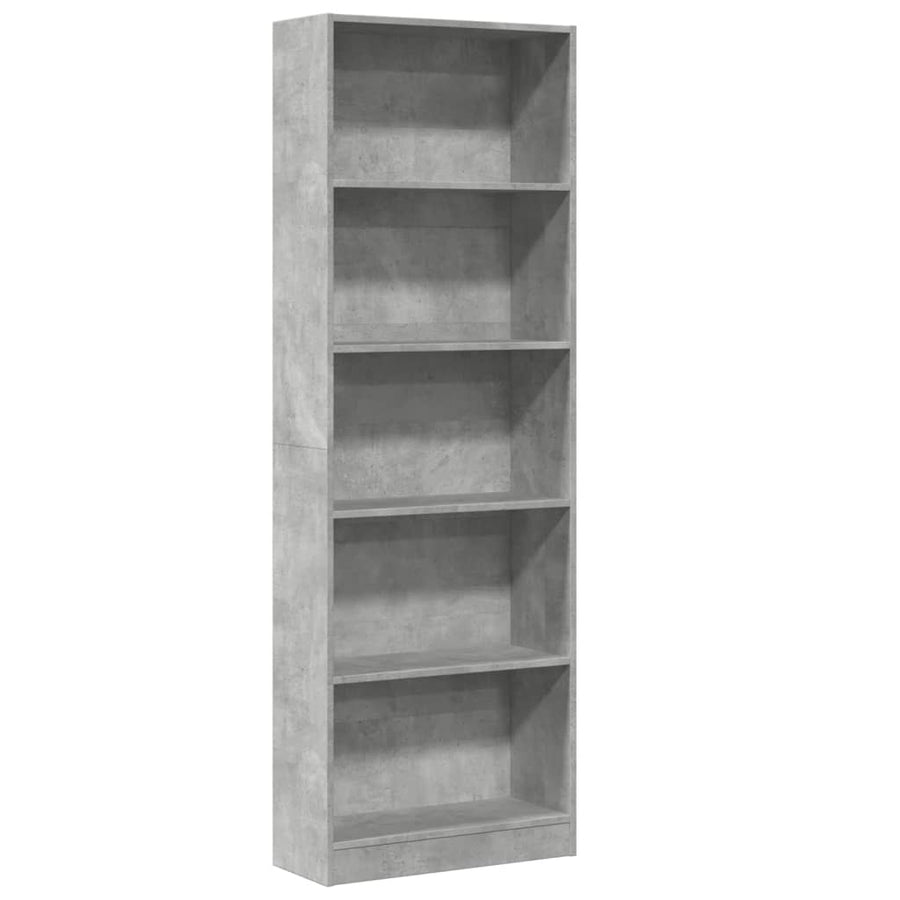 Boekenkast 60x24x176 cm bewerkt hout betongrijs
