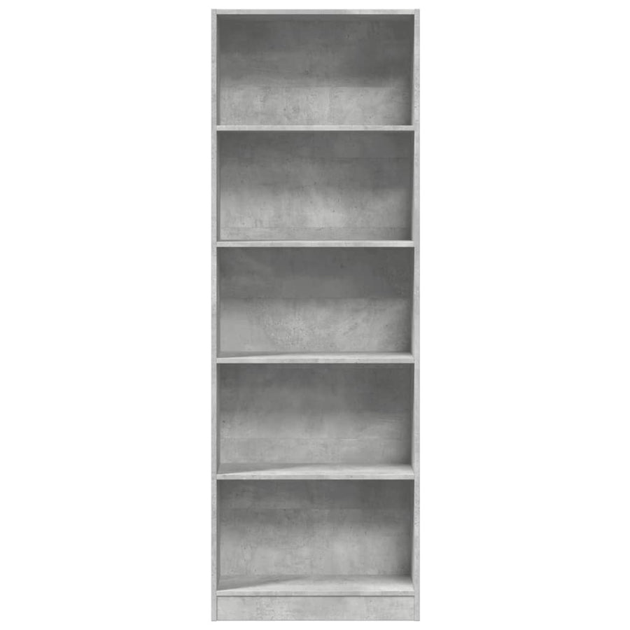 Boekenkast 60x24x176 cm bewerkt hout betongrijs