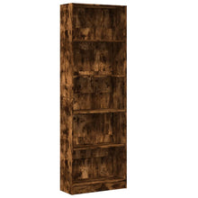 Boekenkast 60x24x176 cm bewerkt hout gerookt eikenkleurig