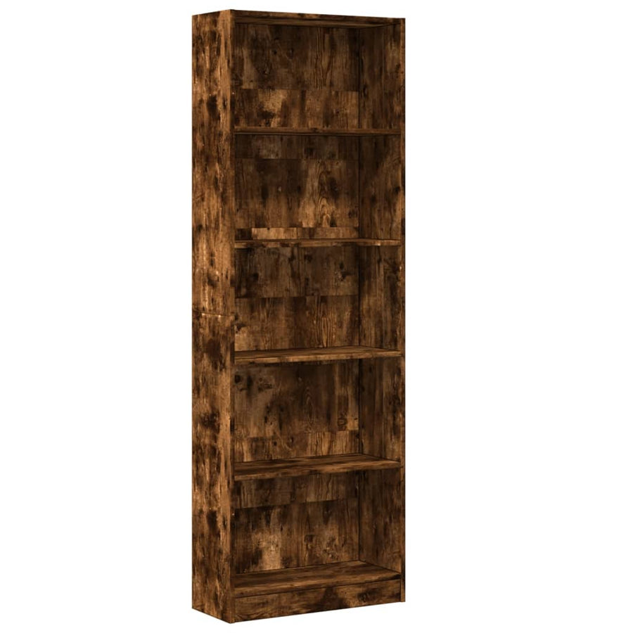 Boekenkast 60x24x176 cm bewerkt hout gerookt eikenkleurig