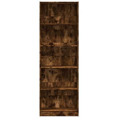 Boekenkast 60x24x176 cm bewerkt hout gerookt eikenkleurig
