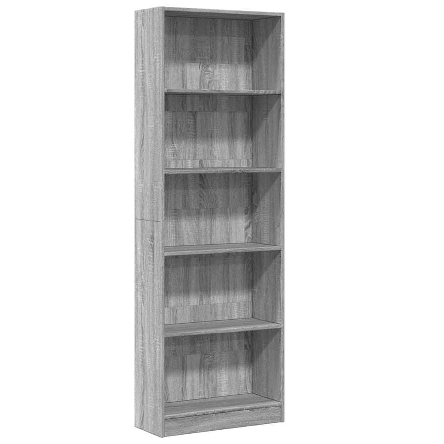 Boekenkast 60x24x176 cm bewerkt hout grijs sonoma eikenkleurig