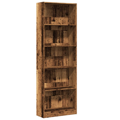Boekenkast 60x24x176 cm bewerkt hout oud houtkleurig