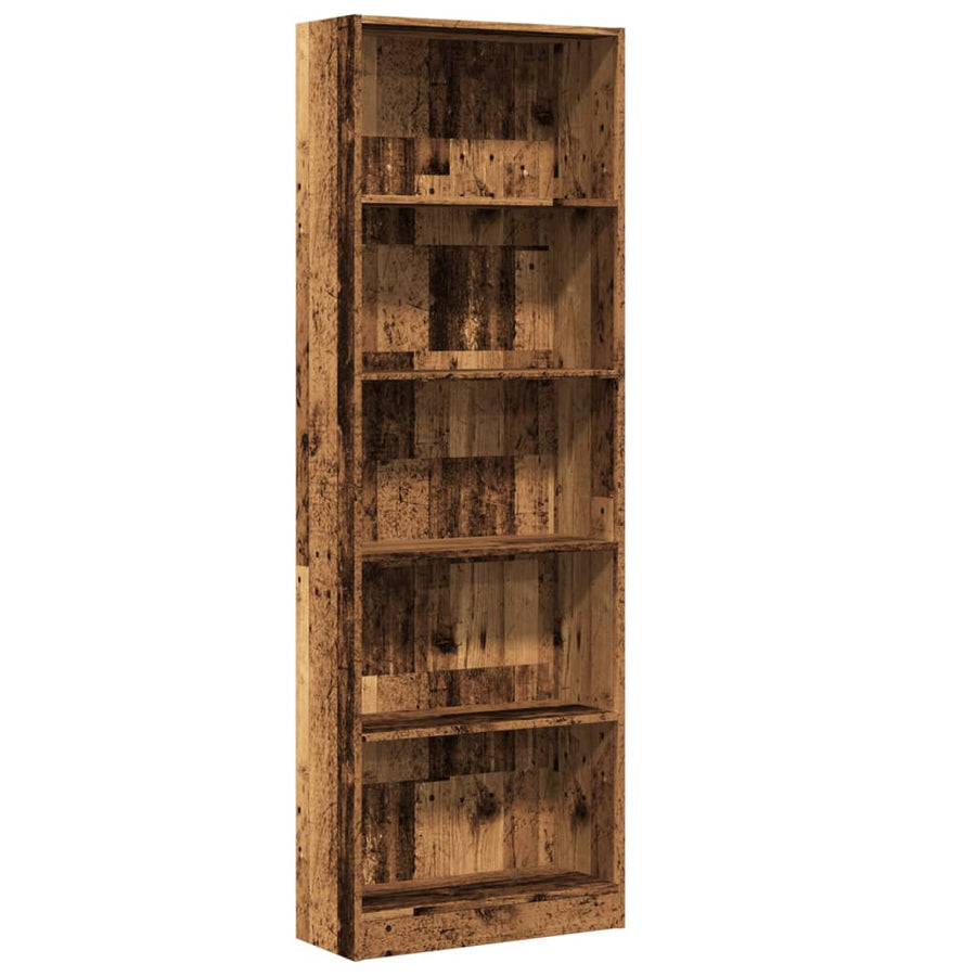 Boekenkast 60x24x176 cm bewerkt hout oud houtkleurig