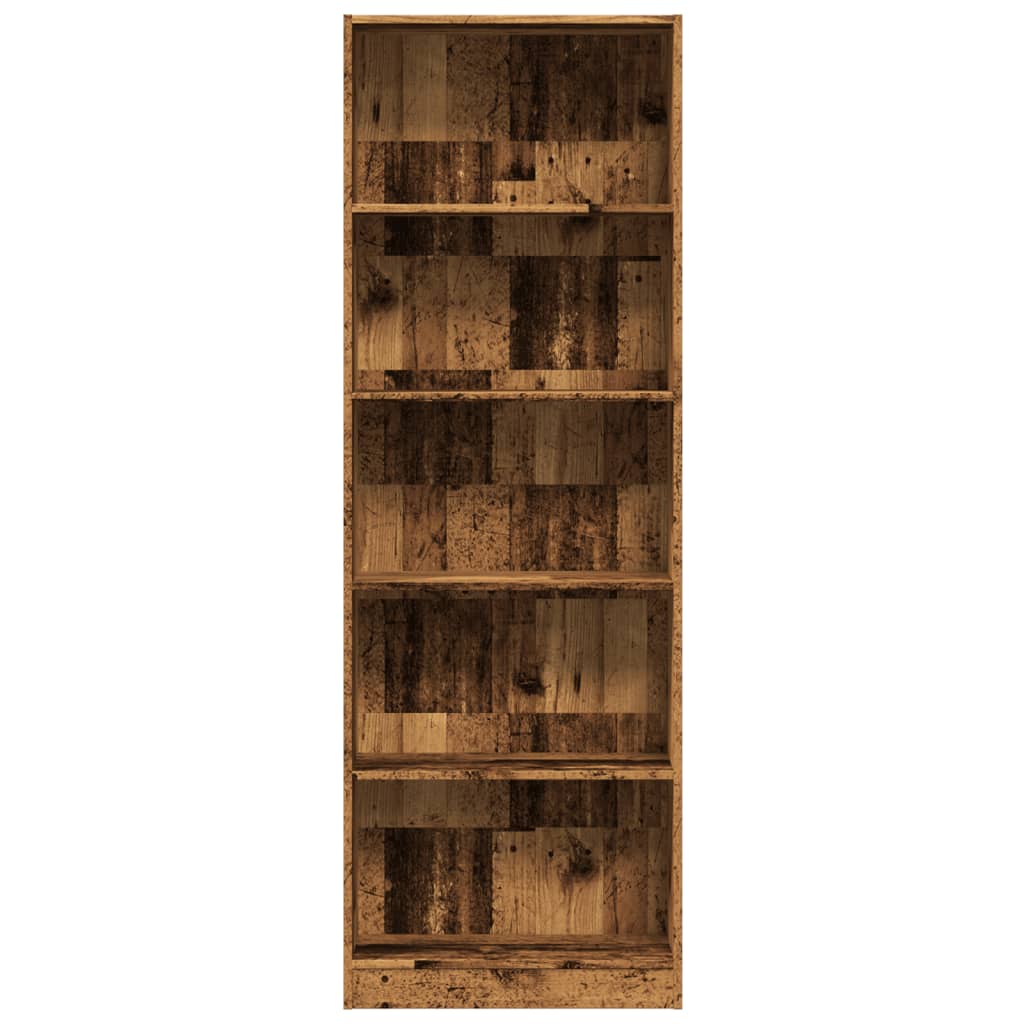 Boekenkast 60x24x176 cm bewerkt hout oud houtkleurig
