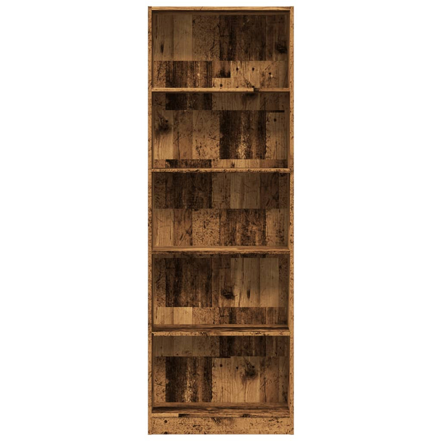 Boekenkast 60x24x176 cm bewerkt hout oud houtkleurig